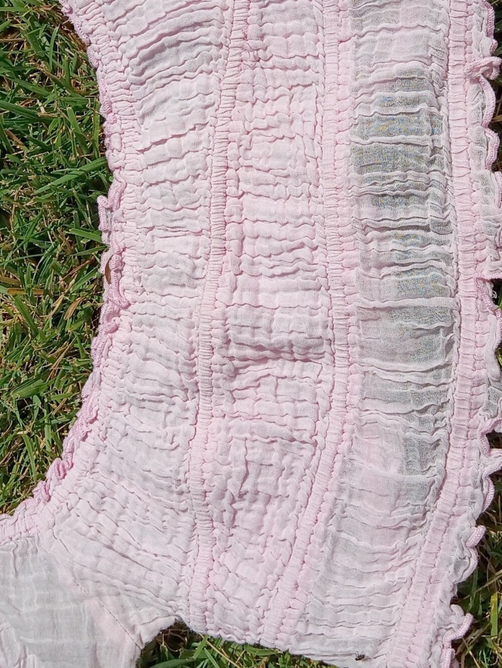 FP Coastal Cottage Smocked Gauze Crop Top Blush Pink Boho Beach Fairy Coquette M - Picture 4 of 8
